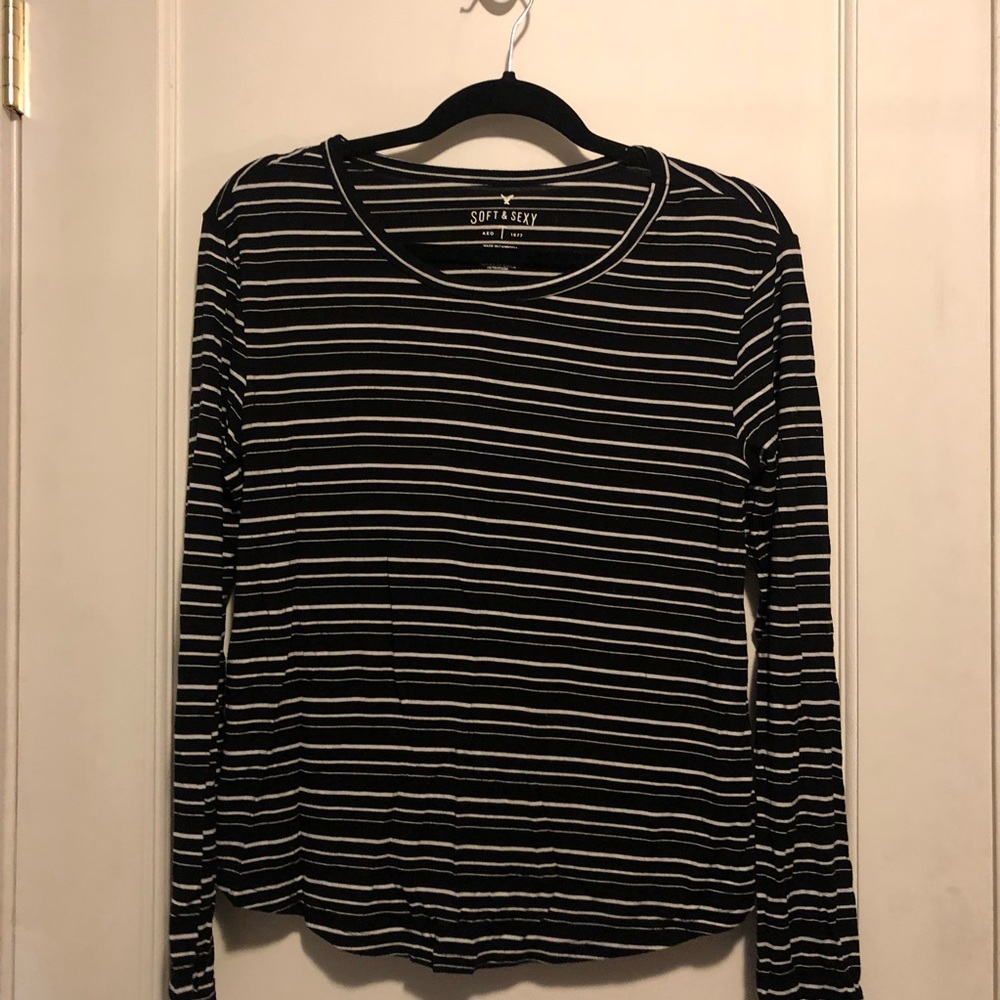 American Eagle Striped Long Sleeve Shirt